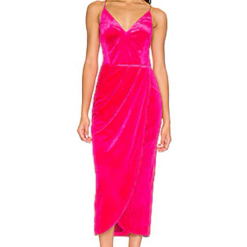 Yumi Kim Felicity Fuchsia Velvet Midi Dress